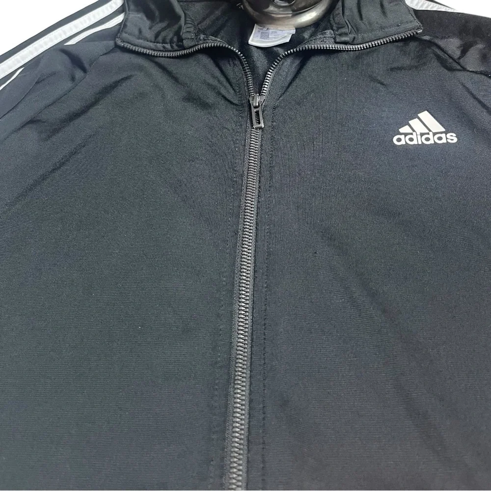 Adidas Black and White 3-Stripe Full Zip Track Jacket - Picture 4 of 9